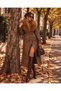 Women's Tan Fur Collar Detailed Faux Leather Coat Long Sleeves Belted Waist Midi Length - 2