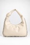 Women's Acacia Mink Faux Leather Studded Knot Detailed Handle Medium Size Zipper Closure Hand and Shoulder Bag