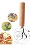 Wooden Handle Dough and Pizza Cutting Roulette, Dough and Double-Sided Pastry Cutter Roulette - 2