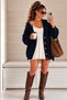 Loose Hair Knit Detailed Buttoned Low Sleeve Women's Cardigan - 2