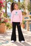 Winter, Spring, and Autumn Girls' Black Spanish Flared Bottoms and Pink Sweat Top