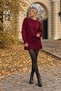 Women's Burgundy Crew Neck Oversize Knitwear Sweater Pleated Mini Skirt Two-Piece Set - 2