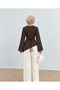 Spanish Sleeve Asymmetric Cut Blouse - Bitter Brown - 2