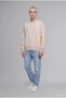 X8282Azgr169 Gray Boxy Fit Long Sleeve Cotton Crew Neck Soft Fuzzy Printed Sweatsh