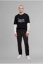 E9433Axbk81 Black Relax Fit Wide Leg Long Trousers with Pockets