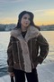 Oversize Imported Suede Coat with Mink Fur Inside and Collar Sun605 - 4