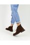 Brown Color Lace-Up Suede Material Thick Low Heel Women's Boots - 3