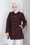 Women's Crescent Patterned Quilted Jacket with Tunnel Waist and Tunnel Pass-Through