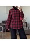 Plaid Shirt with Tie Detail on the Back - 1672 - Claret Red