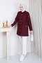 Women's Crescent Patterned Quilted Jacket with Tunnel Waist and Tunnel Pass-Through - 3