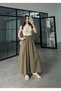 Elastic Waist Poplin Skirt with Side Pockets - 5