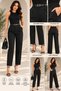 Women's High Waist Belted Pleated Ankle Length Palazzo Pants - 4