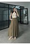 Elastic Waist Poplin Skirt with Side Pockets - 3