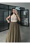 Elastic Waist Poplin Skirt with Side Pockets - 2