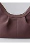 Women's Bitter Brown Suede Pleated Detail Shoulder Bag - 5