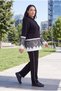 Women's Plus Size Guipure Detailed Hooded Black Tracksuit Set - 3