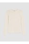 Nevavm with Difference, Lcw Vision Ecru Ribbed Plain Super Skinny & Extra Narrow Long Sleeve Women's Bodysuit