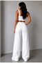 High Waist White Wide Leg Palazzo Jeans - 3