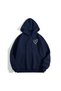 Unisex Navy Blue Kangaroo Pocket Thick Fabric Oversize Hooded Sweatshirt Hoodie