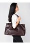 Women's Bitter Brown XL Three-Compartment Business School Shoulder Tote Bag - 7