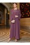 Premium Women's Embellished Open Abaya with Inner Dress, Mauve Purple - 6