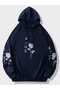 Unisex Navy Blue Casual Cut Hooded Sweatshirt with Inner Lining Warm Hoodie