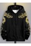 Unisex Black Streetwear Oversize Hooded Casual Cotton Sweatshirt with Pockets
