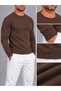 Men's Crew Neck Knitwear Sweater Sweatshirt Black/Navy Blue/Brown/Grey - 3