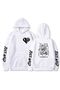 Unisex White Streetwear Oversize Hooded Casual Cotton Sweatshirt with Pockets