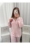 Triangle Patterned Powder Milan Long Sleeve Pajama Set - 5
