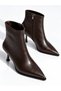 Women's Skin-Looking Thin Heeled Pointed Toe Non-Slip Zippered Stylish and Elegant Ankle Boots - 2