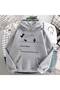 Unisex Gray Low Shoulder Oversize Hooded Casual Sweatshirt with Kangaroo Pocket