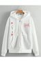 Unisex White Streetwear Oversize Hooded Casual Cotton Sweatshirt with Pockets