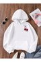 Unisex White 3 Thread Raster Oversize Hooded Sweatshirt Basic Comfortable Cut