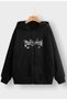 Unisex Black Off-Shoulder Oversize Hooded Casual Sweatshirt with Kangaroo Pocket
