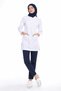 (E-Flex) Hijab Top White Bottom Navy Blue Lycra Non-Ironing Nurse Doctor Uniform Surgical Suit Scrubs Uniform - 3