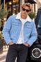 Men's Fur-Lined Denim Jacket with Plush Wool Collar, Winter Denim Coat, Comfortable Fit - 5