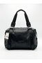 Stylish Women's Shoulder Bag with Faux Leather Texture, Logo and Stripes - 2