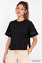 Crew Neck T-Shirt with Floral Embroidery Detail on the Sleeves