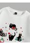 Unisex Cute Kitten Christmas Printed Bisikletyaka Sweatshirt - 3
