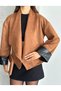 Women's Suede Asymmetrical Cut Leather Jacket with Cuff Detail in 5 Colors - 2