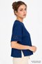 Crew Neck T-Shirt with Floral Embroidery Detail on the Sleeves - 2