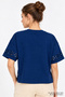 Crew Neck T-Shirt with Floral Embroidery Detail on the Sleeves - 4