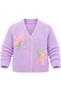 Girl's Cardigan with Floral Motifs, Hand-Knitted Look Knitwear - 3