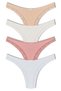 Women's Cotton Double Layered Back and Front Lace Detailed Brazilian Panties, Pack of 4