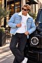 Men's Fur-Lined Denim Jacket with Plush Wool Collar, Winter Denim Coat, Comfortable Fit - 2