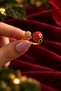 Zircon Stone Detailed Ladybug Model Adjustable Ring