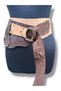 Women's Tan & Bitter Brown Wrinkled Textured Ring Buckle Leather Belt - Lune Asymmetric Belt - Standard Size - 3