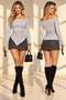 Kayık Yaka Triangle Combed Cotton Blouse - 2
