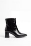 Women's Black Patent Leather Zippered Winter Heeled Boots Erzal - 3